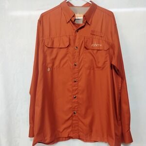 Habit Mens Large Long Sleeve‎ Fishing Shirt Mecca Orange UPF 30+ Ripstop Z